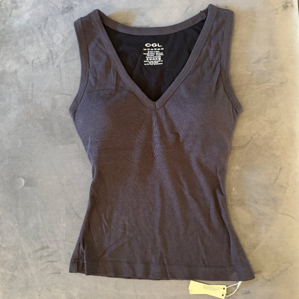 OGL V-neck Cotton New Airy Brami Tank - NWT - XS - Charcoal